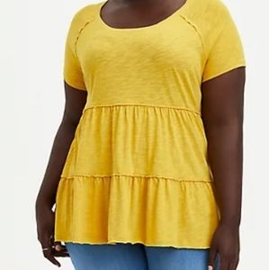 TIERED BABYDOLL TOP - MUSTARD YELLOW